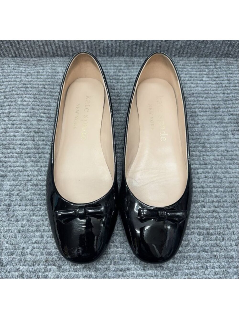 Kate Spade Kiersten Bow Ballet Flats Womens 9.5 Black Patent Leather Shoes - Picture 1 of 12
